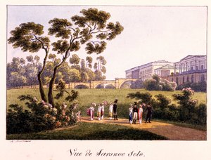 ""Pohled na galerii Cameron v parku v Carskoje Selo"" od Andreje Jefimoviče Martynova (1768-1826), pero, štětec, akvarel, inkoust a bílá barva na papíře před rokem 1817 - Státní Treťjakovská galerie, Moskva od Andrei Yefimovich Martynov