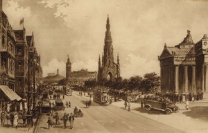 Edinburgh: Princes Street z Mound (litho)
