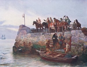 Ztracená příčina: Útěk Jakuba II. po bitvě u Boyne 1690, ilustrace z 