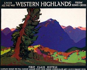 Western Highlands – hotely první třídy – britský plakát, c1926