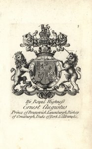 Erb a erb HRH Ernest Augustus, princ Brunswick Luneburg, biskup z Osnaburghu, vévoda z Yorku a Albany od Andrew Johnston