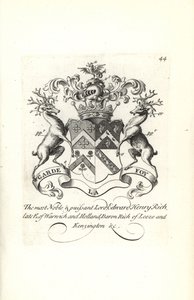 Erb a erb lorda Edwarda Henryho Riche, 7. hraběte z Warwicku a Holandska, barona RIcha z Leeze a Kensingtonu od Andrew Johnston