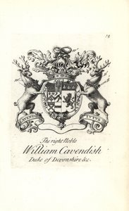 Erb a erb pravého šlechtice Williama Cavendishe, 2. vévody z Devonshire