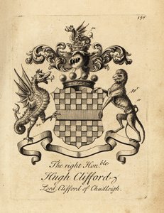 Erb pravé ctihodné Hugh Clifford, lord Clifford z Chudleigh, druhý baron Clifford z Chudleigh (1663–1730)