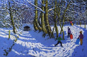 Sáňkování, Calke Abbey, 2021 (olej na plátně) od Andrew Macara