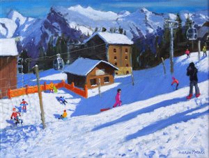 Zimní stadion, Samoens, Francie, 2022 (olej na plátně) od Andrew Macara