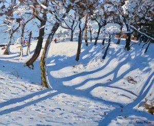 Winter Ladmanlow, Buxton, Derbyshire, 2010, (olej na plátně) od Andrew Macara