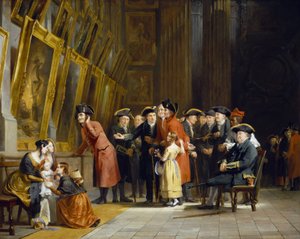 Setkání veteránů britské armády a námořnictva, kteří sloužili pod velením Horatia Nelsona (1758-1805): Obyvatelé Chelsea (oblečení v červeném) a Greenwichské nemocnice (oblečení v modrém) na návštěvě galerie námořních barev v Greenwichské nemocnici.