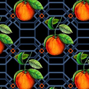 Orange geometric, 2018, pero a inkoust, akvarel, digitální)