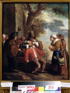 ""Vytrhávač zubů nebo bolest"" (Zubař. Bolest (ze série Pět smyslů) Malba Andriese Dirksze Botha (1608-1641) Státní muzeum umění 17. století Tula Rusko