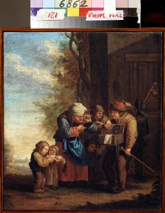 ""Prodavač brýlí, aneb Alegorie zraku"" (Prodavač brýlí. Zrak (ze série Pět smyslů) Malba Andriese Dirksze Botha (1608-1641) Státní muzeum umění 17. století Tula Rusko