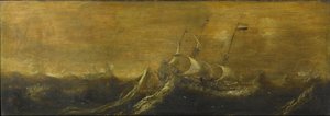 Lodě v bouři od Andries van Eertvelt (attributed to)