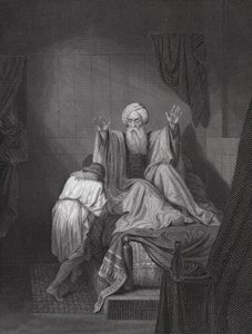 Izák žehná Jákobovi (rytina) od Ange-Louis (1815-72) (after) Janet