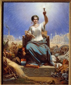 Francie osvětluje svět. Alegorie. Obraz Janet Lange (1815 - 1872)