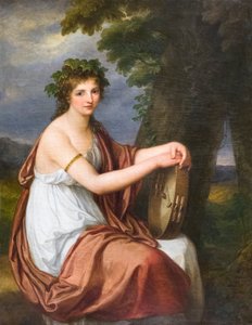 Portrét mladé ženy oblečené jako Bacchante