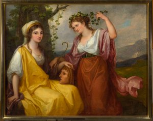 Domenica Morghen a Maddalena Volpato jako múzy tragédie a komedie od Angelica Kauffmann