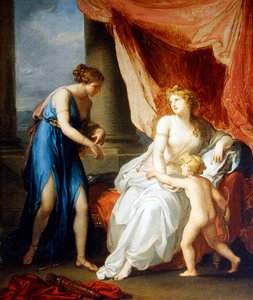 Euphrosyne zraněná Amorem, stěžující si Venuši (olej na plátně) od Angelica Kauffmann