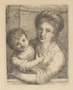 Matka držící dítě s jablkem od Angelica Kauffmann