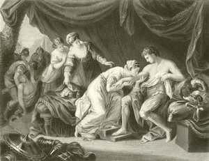 Jed vysál z rány prince Edwarda jeho choť Eleanor od Angelica Kauffmann