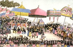 Anglické velvyslanectví na Pobřeží slonoviny, cca 1820 (rytina) od Angelo (after) Biasioli