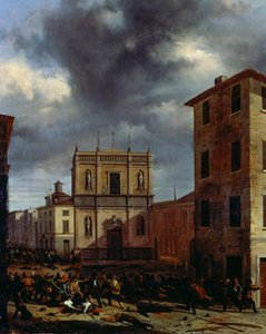 Deset dní Brescie, Angelo Inganni (1807-1880), olej na plátně, 38x45 cm