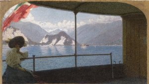 Loď na jezeře Maggiore - Angelo Morbelli (1853-1919). Olej na plátně od Angelo Morbelli