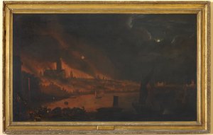 Velký požár Londýna, cca 1666-1700 (olej na plátně) od Anglo Dutch School
