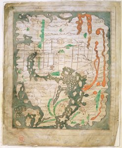 Cott Tib B V Part 1 f.56v Obdélníková mapa světa, cca 1030 (vellum) od Anglo Saxon