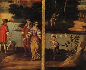 Čtyřnásobná oboustranná obrazovka, cca 1700