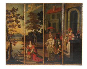 Čtyřnásobná oboustranná obrazovka, cca 1700