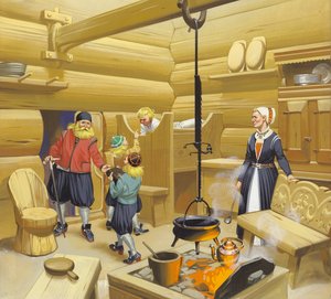 Norský domov ze 17. století (kvaš na papíře) od Angus McBride