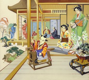 Japonský dům z 18. století (kvaš na papíře) od Angus McBride