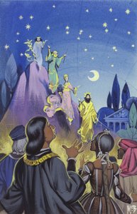 Zábava, kterou vytvořil Leonardo da Vinci pro dvůr milánského panovníka Ludovica Sforzy (kvaš na papíře) od Angus McBride