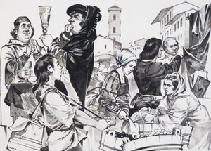 Florentské obchodování (kvaš na papíře) od Angus McBride