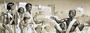 Hyksósové, faraon Kamose instruuje speciálně vycvičené černošské válečníky o bojové taktice. od Angus McBride