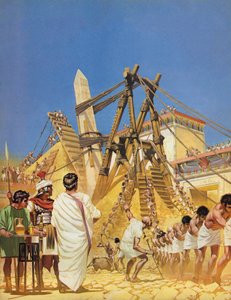 Zvedání Kleopatřiny jehly v Egyptě (barevná litografie) od Angus McBride