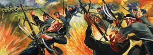 Neidentifikovaná bitevní scéna, pravděpodobně americká občanská válka od Angus McBride