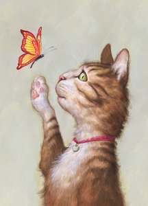 Eustace Tabby, 2019 (akryl na ilustrační tabuli, nepublikováno) od Anita Kunz