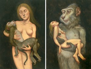 Pieta s makakem, 2010 (akrylová barva na ilustrační tabuli)