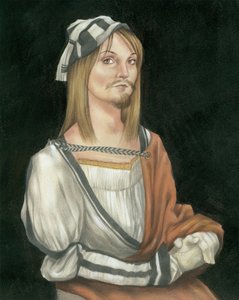 Autoportrét s chloupky na obličeji, 2011 (akrylová barva na ilustrační tabuli) od Anita Kunz