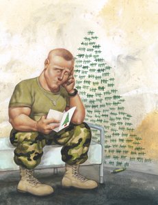 Tichá noc, nekonečný boj, 2005 (akryl na ilustrační tabuli) od Anita Kunz