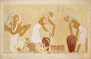 Kopie nástěnné malby ze soukromé hrobky 60 z Antefoker, Théby I, 1, 121-123, 20. století od Anna