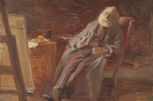 Malíř Vilhelm Kyhn kouří dýmku od Anna Ancher