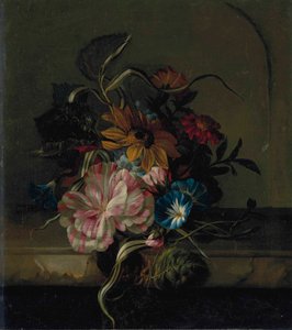 Slunečnice, svazenka a dvoubarevný tulipán od Anna Elisabeth Ruysch