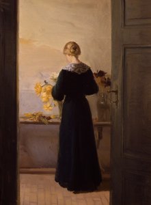 Dívka aranžuje květiny od Anna Kirstine Ancher