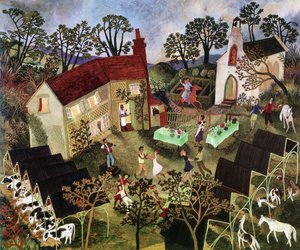 Tanec ve stodole, 2001 (akryl) od Anna Pugh
