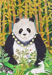 Panda a přátelé, 2021 (malba) od Anna Pugh
