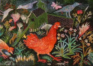 Red Hen Run, 2018 (akryl) od Anna Pugh