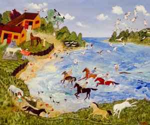 Letní čtvrti, 2009 (akryl) od Anna Pugh