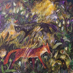 Panter a liška, 2023 (akryl) od Anna Pugh
